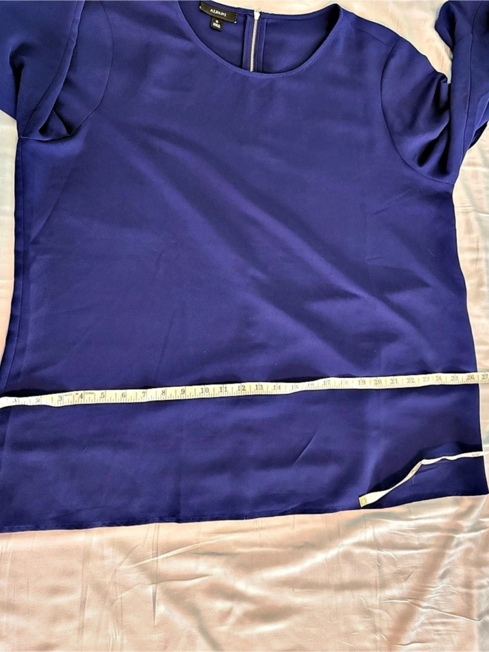 ALFANI Ruffled-Sleeve Zip-Back Top Blue Ruffle Blouse XL - Picture 7 of 8